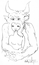 Minotaure et Jeune Fille, dessin de Rolando Toro Araneda